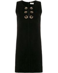 Dames Kleding voor voor Jurken voor Korte en mini-jurken Saint Laurent Katoen Mini-jurk Met Veren Afwerking in het Zwart 