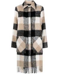 Woolrich - Plaid-Check Fringed-Hem Coat - Lyst