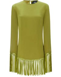 ‎Taller Marmo - Fringe-Trimmed Long-Sleeve Dress - Lyst