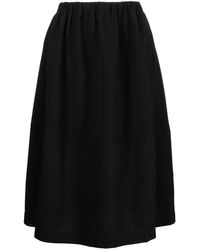B+ AB Paneled A-line Midi Skirt - Black