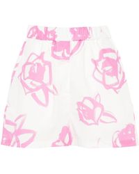 MSGM - Abstract-print Cotton Shorts - Lyst