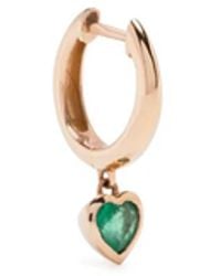 SHAY - 18K Heart Emerald Single Huggie - Lyst
