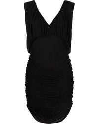 Saint Laurent - Ruched V-Neck Minidress - Lyst