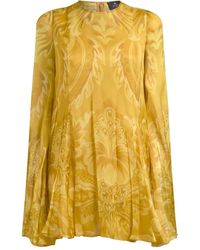 Etro - Floral-Print Pleated Mini Dress - Lyst