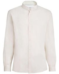 Brunello Cucinelli - Linen Easy Fit Shirt With Mandarin Collar - Lyst