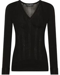 Dolce & Gabbana - Silk V-Neck Sweater - Lyst