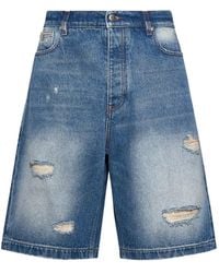 John Richmond - Pantalones Vaqueros Cortos Con Efecto Envejecido - Lyst