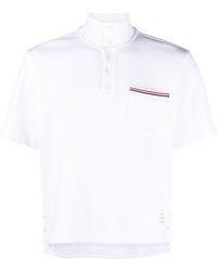 Thom Browne - Rwb-stripe Cotton Polo Shirt - Lyst