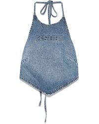 Ksubi - Bolt Tie-Neck Denim Top - Lyst