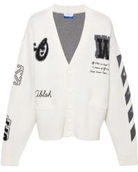 Off-White c/o Virgil Abloh - 'Varsity Knit Cardigan, Long Sleeves, Cream/, 100% Cotton, Size: Small - Lyst