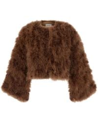 Yves Salomon - Feather-Embellished Cropped Jacket - Lyst