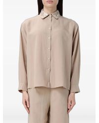 Hanita - Embroidered-Collar Long-Sleeve Shirt - Lyst