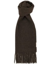 Agnona - Embroidered-Logo Fringed Scarf - Lyst