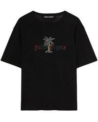 Palm Angels - Graphic-print Regular-fit Cotton And Linen-blend T-shirt - Lyst