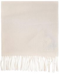 Max Mara - Sciarpa Con Frange E Logo - Lyst