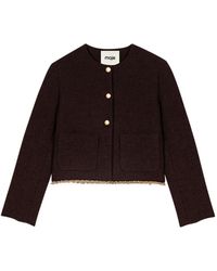 Maje - Cropped Kraagloos Jack Met Ketting Afwerking - Lyst