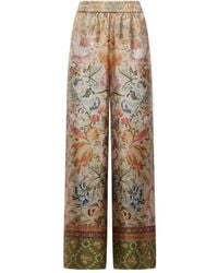 Pierre Louis Mascia - Broek Met Elastische Tailleband En Bloemenprint - Lyst