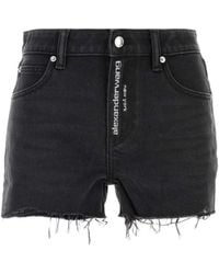 Alexander Wang - Crystal Logo Fly Relaxed Shorts - Lyst