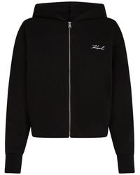 Karl Lagerfeld - Felpa Con Cappuccio E Logo - Lyst