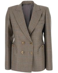 Blazé Milano - Double-Breasted Check Blazer - Lyst
