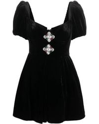 Self-Portrait - Appliqué-Detail Velvet Minidress - Lyst