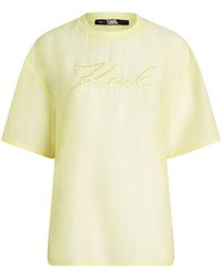 Karl Lagerfeld - T-shirt semi trasparente con ricamo - Lyst