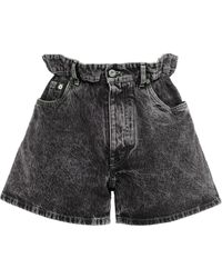 Miu Miu - Jeans-Shorts mit Paperbag-Taille - Lyst