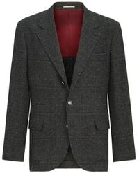 Brunello Cucinelli - Silk, Wool And Cashmere Prince Of Wales Flannel Deconstructed Blazer - Lyst