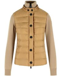 Moncler - Quilted-Panel Knitted Cardigan - Lyst