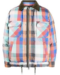 Sacai - チェック ボンバージャケット - Lyst