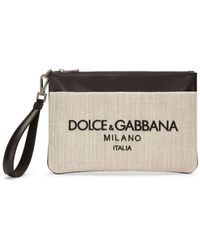 Dolce & Gabbana - Logo-embroidered Canvas Clutch Bag - Lyst