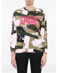 KENZO - Camouflage-Print Logo-Print Sweatshirt - Lyst