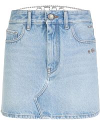Gcds - Crystal-Embellished Denim Mini Skirt - Lyst