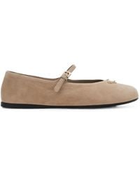Prada - Buckle-Strap Suede Ballet Flats - Lyst