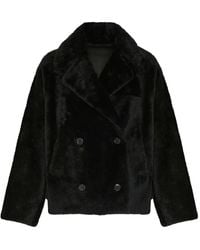 Yves Salomon - Double-Breasted Shearling Jacket - Lyst