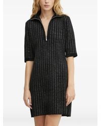 Morgan - Rmars Quarter-Zip Glitter-Knit Mini Dress - Lyst