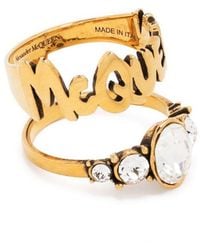 Alexander McQueen - Graffiti-logo Double-band Ring - Lyst