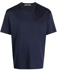 Nuur Finished-edge Cotton T-shirt - Blue