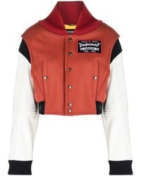 DSquared² - Logo-Patch Panelled Bomber Jacket - Lyst
