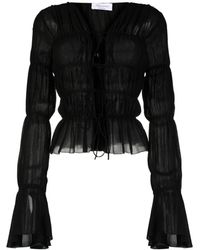Blumarine - Ruched Front-tie Blouse - Lyst