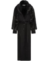 SRVC Studio - Raven Faux-Fur Trim Coat - Lyst