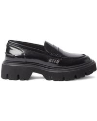 MSGM - Polished Leather Penny Loafers - Lyst