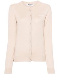 Miu Miu - Cardigan Mit Intarsien-Logo - Lyst