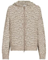 Brunello Cucinelli - Crochet-Knit Zip-Up Hoodie - Lyst
