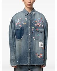 Maison Mihara Yasuhiro - Kids Sticker Printed Denim Shirt - Lyst