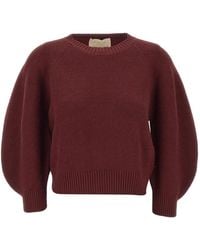 Kaos - Ribbed-Knit Balloon-Sleeved Sweater - Lyst