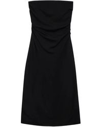 Anine Bing - Tyla Strapless Gathered Midi Dress - Lyst