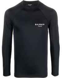 Balmain - Logo-Print Long-Sleeve T-Shirt - Lyst