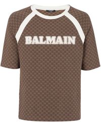 Balmain - T-shirt Met Monogramprint - Lyst