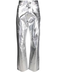MM6 by Maison Martin Margiela - Foiled-effect Tapered-leg Jeans - Lyst